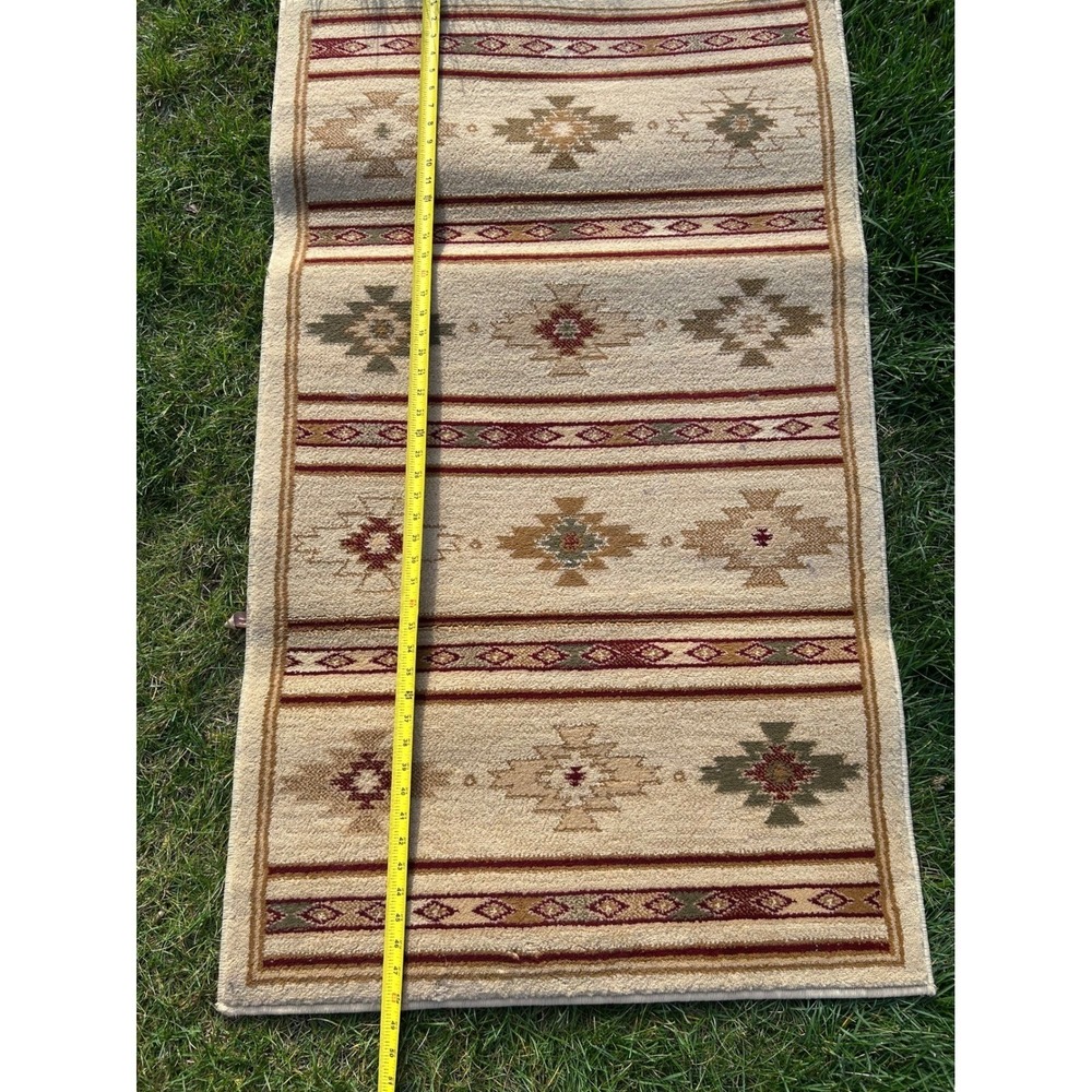 Regal Collection Runner Rug‎ 2x4.5 ft Beige Red Geometric Tribal Pattern Turkey - Picture 6 of 7